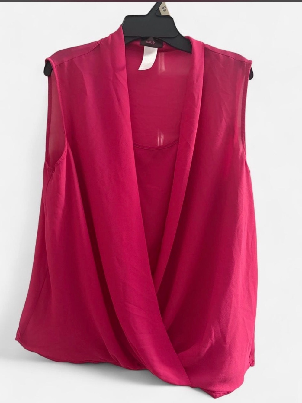 mark. Sleeveless Draped V-Neck Camisole in Bright Magenta